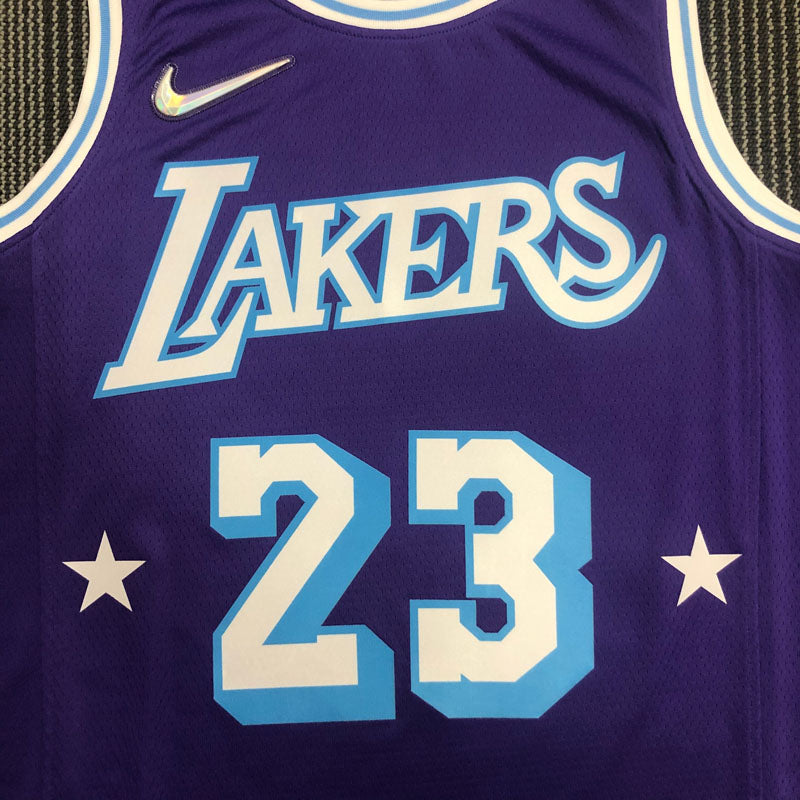 Regata Lakers Edição Diamante 75 anos City 21/22 Lebron James 23 Roxa