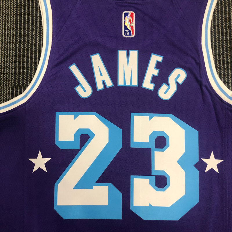 Regata Lakers Edição Diamante 75 anos City 21/22 Lebron James 23 Roxa