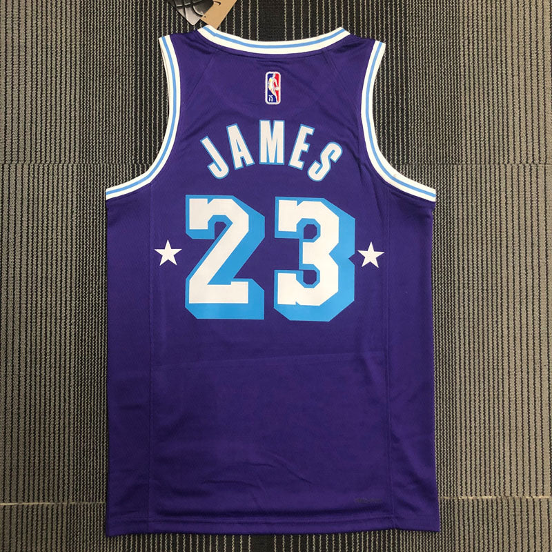Regata Lakers Edição Diamante 75 anos City 21/22 Lebron James 23 Roxa